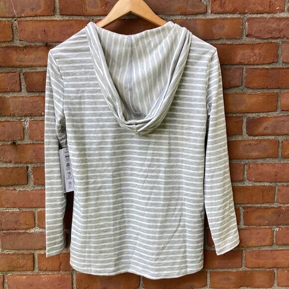 RBX Striped Gray Activewear Hooded Top - Picture 2 of 7